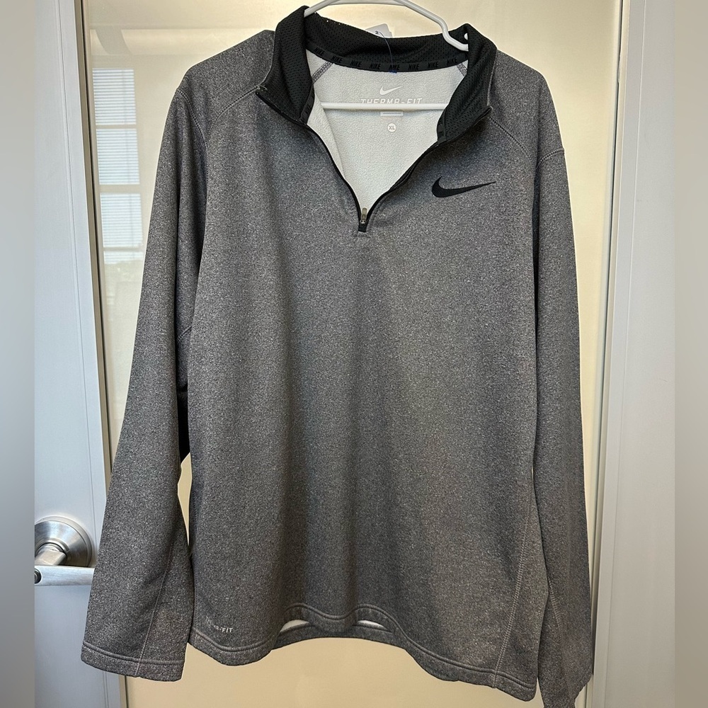 Nike Gray Black Trim 1/4 Zip Therma Fit Pullover XL